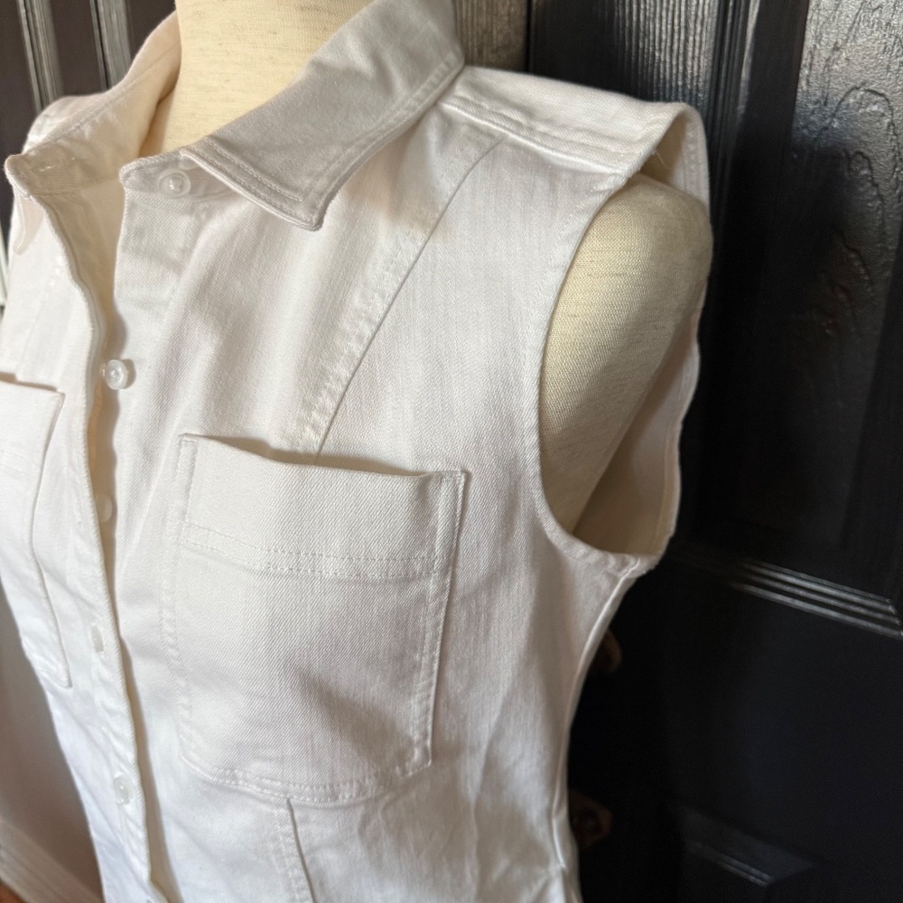 Banana Republic Denim Button down White Sleeveless Dress - Picture 5 of 10
